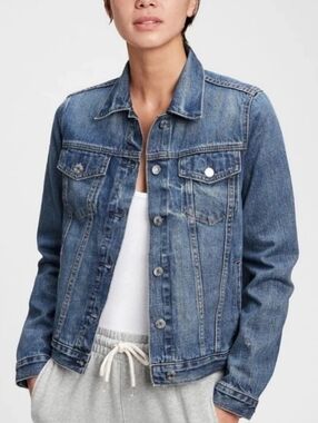 Gap Denim Jean Jacket Icon Saddle Jacket In Saddle Blue Medium